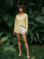 Ivanka canary stripes embroidery cotton shirt