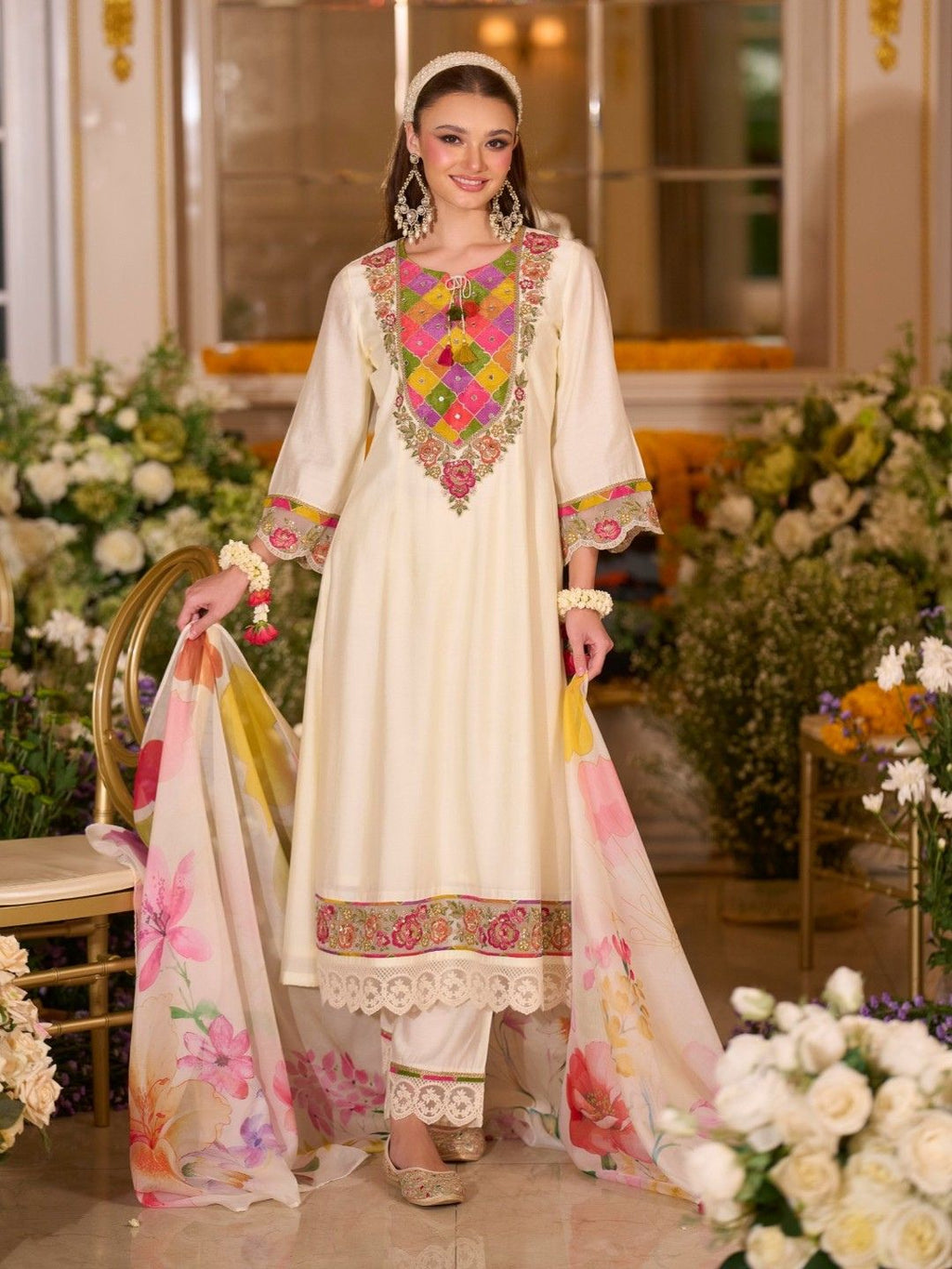 Nazia angel embroidery lawn suit set