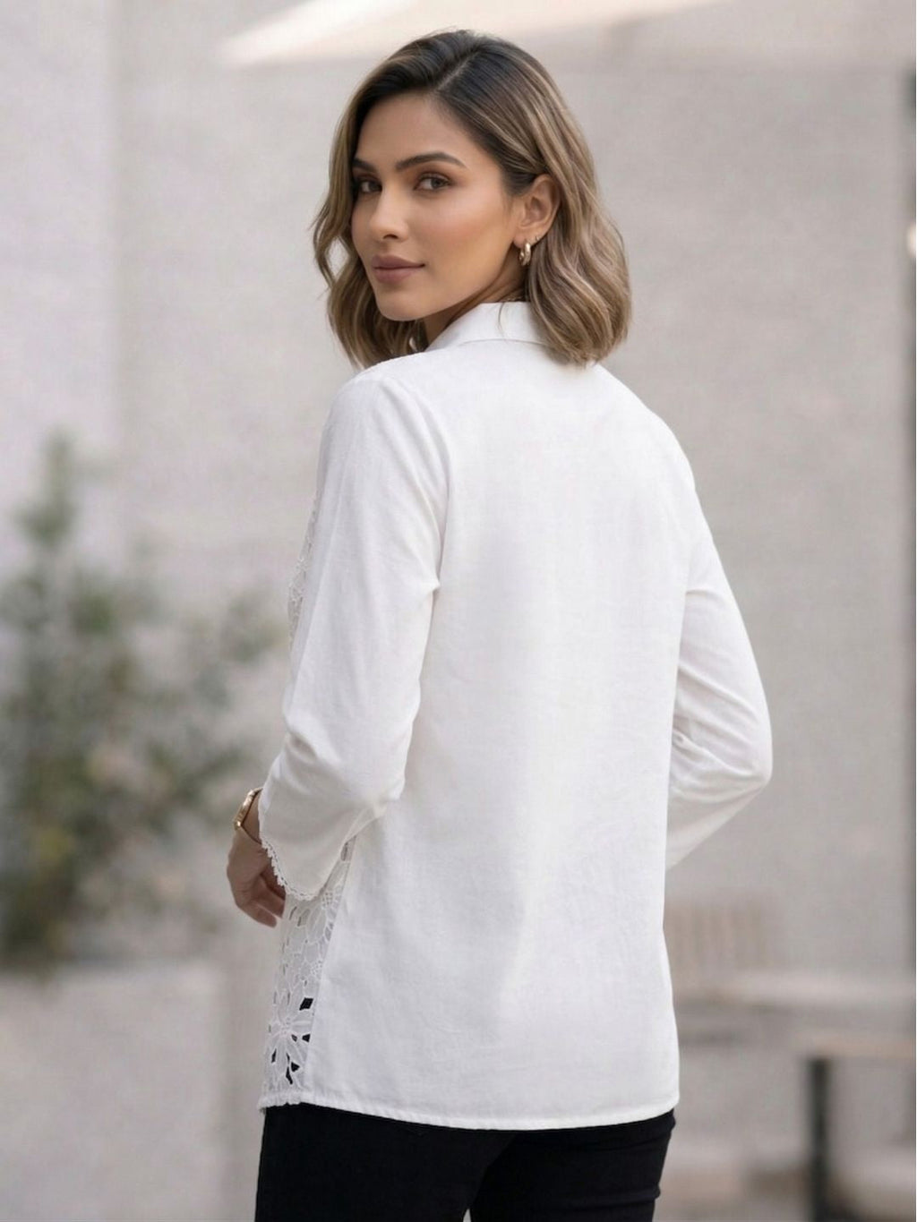 Perka babbles schiffli cotton shirt