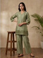 Prisha moss embroidery cotton co-ord set