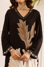 Karen taupe printed cotton kurta pant set