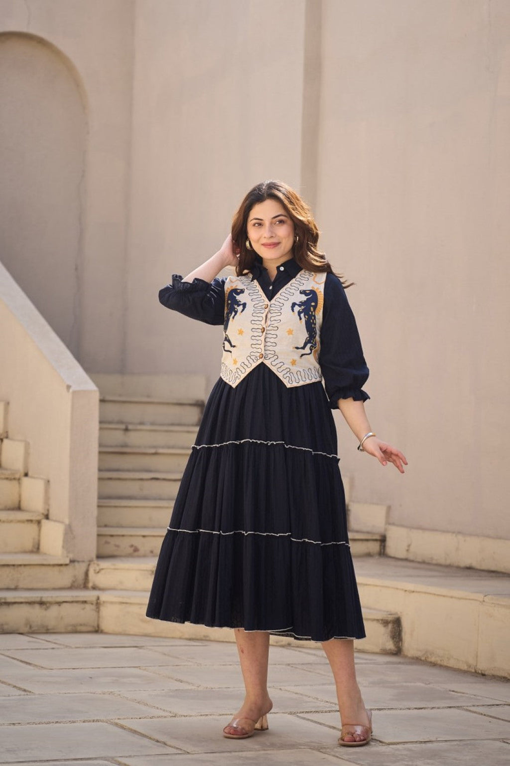 Tatva prussian jacket cotton dress