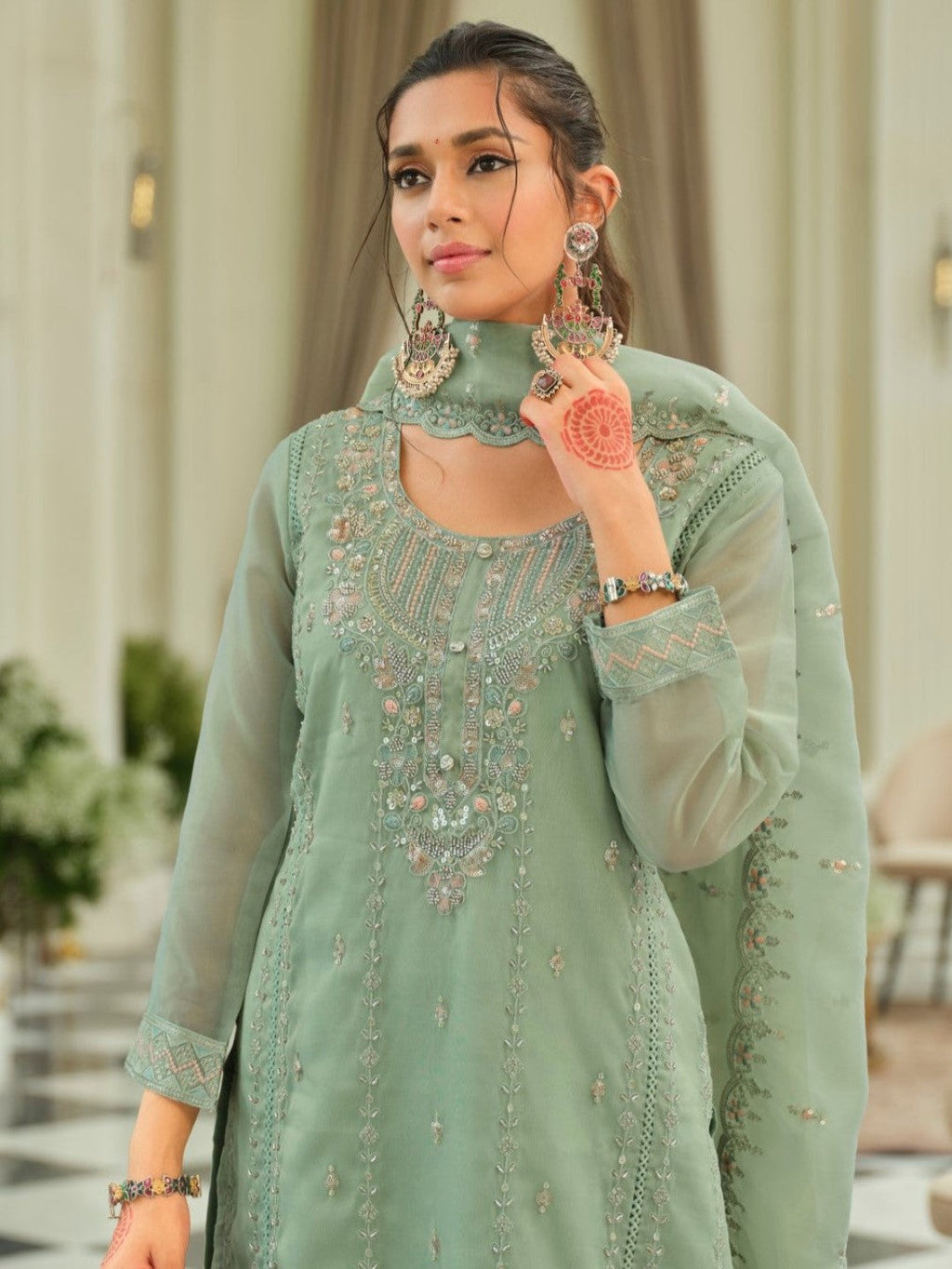 Adab minty full work suit set