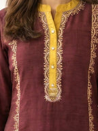 Nabha Wine Printed Work Suit Set