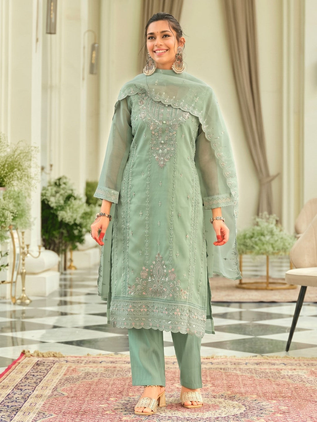 Adab minty full work suit set