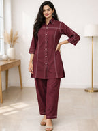 Akshara Merlot Cotton Co-ord Set