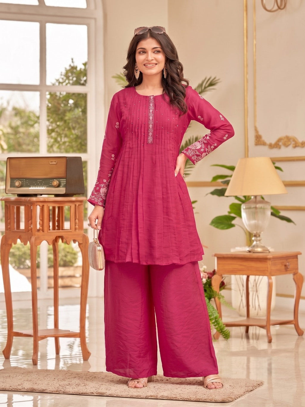 Gaurisha Merlot Embroidery Premium Co-ord Set