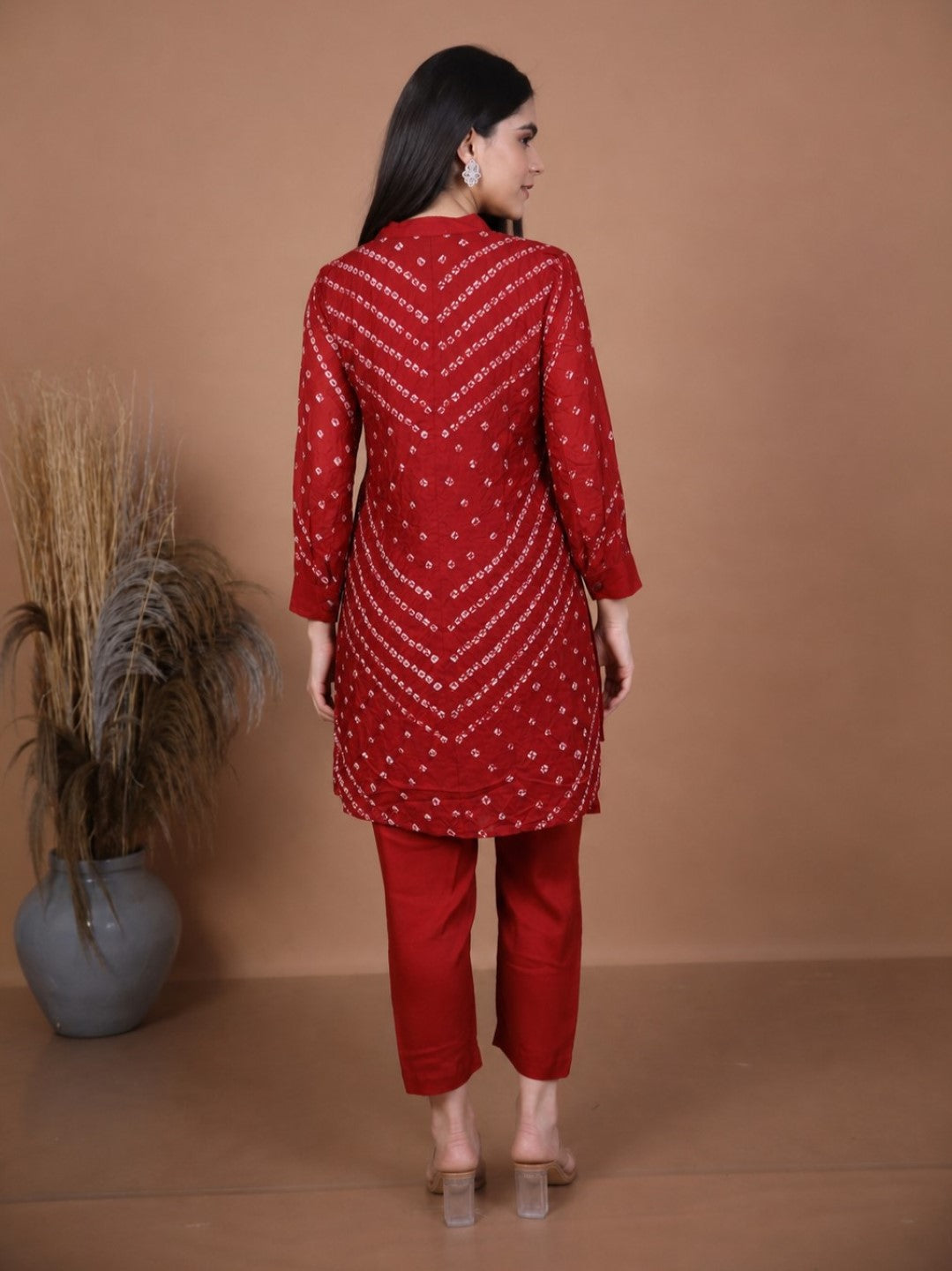 Kalindi Maroon Bandhej Co-ord Set