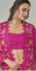 Aditri rose full work fusion wear co-ord set