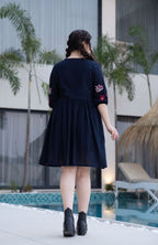Hemal Azure Cotton Embroidery Dress