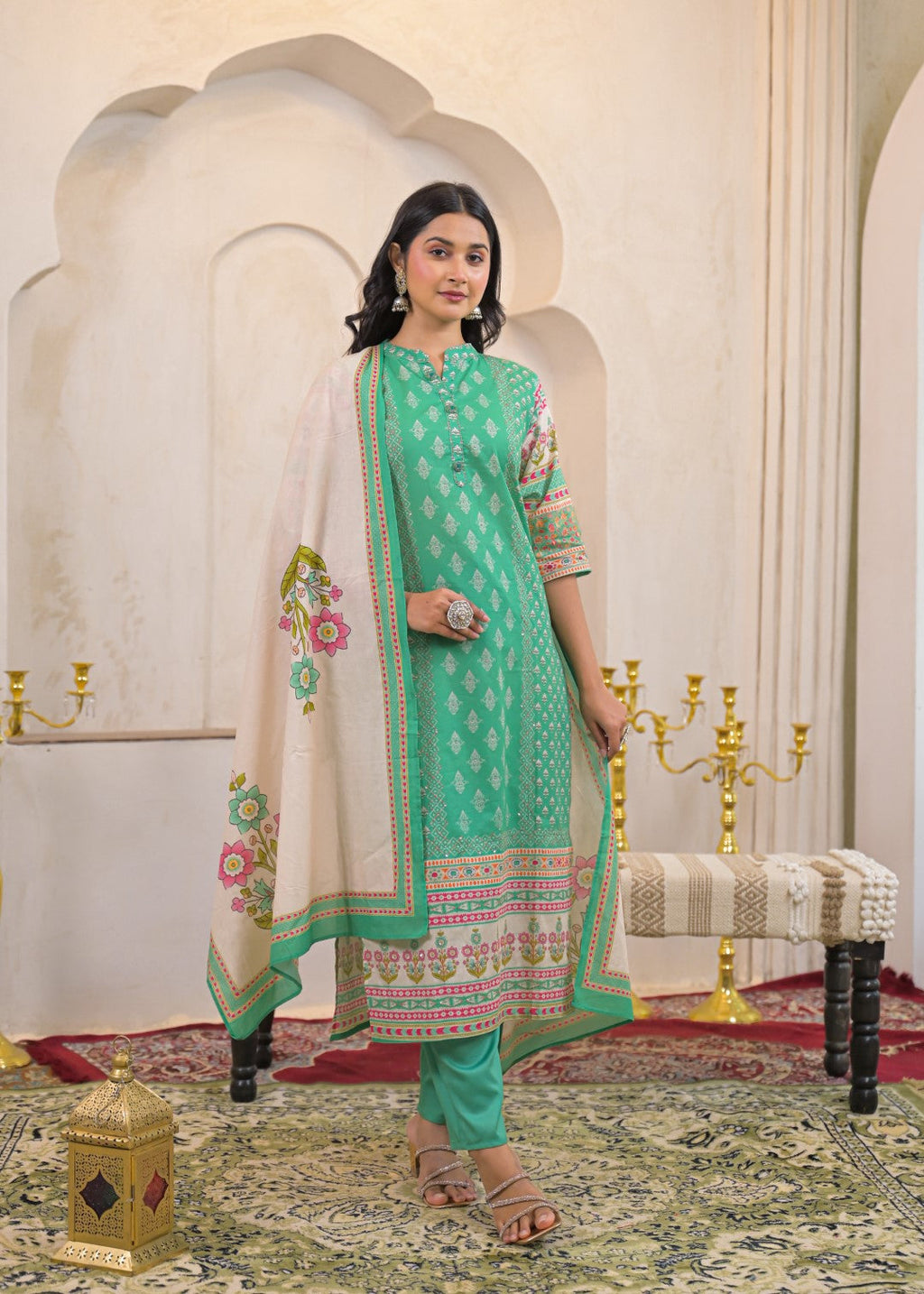 Shanti Sea Printed Cotton Suit Set