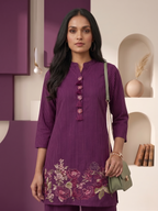 Prisha plum embroidery cotton co-ord set