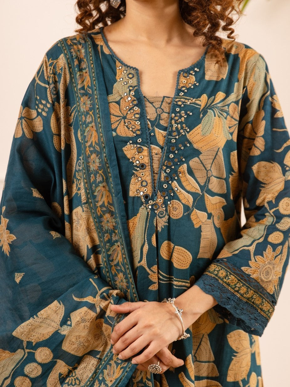 Karen sapphire cotton suit set
