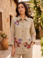 Opela Castano Jute Embroidery Co-Ord Set