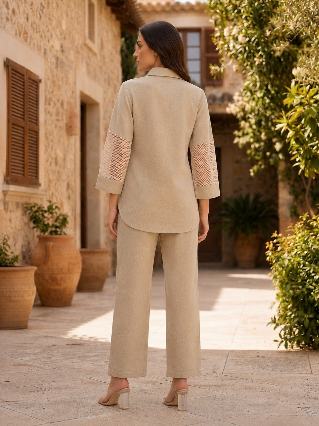 Opela Castano Jute Embroidery Co-Ord Set