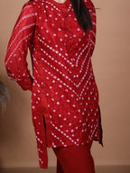 Kalindi Maroon Bandhej Co-ord Set