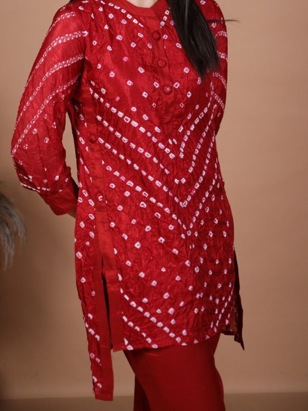 Kalindi Maroon Bandhej Co-ord Set