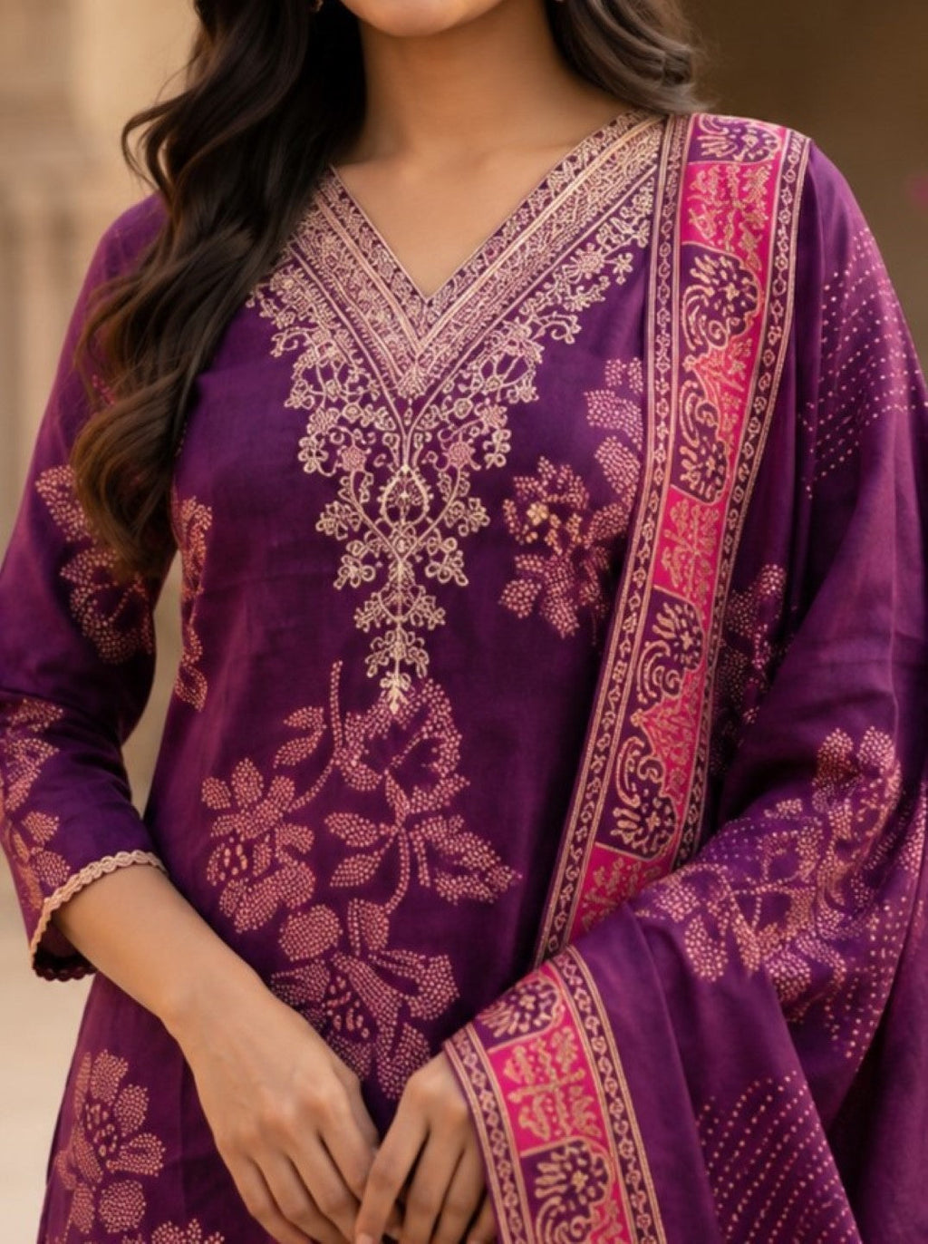 Hitakshi Orchid Printed Work Suit Set
