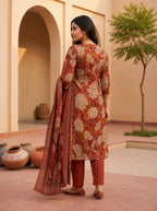 Hitakshi Rust Printed Work Suit Set