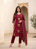 Myra Merlot Printed Work Suit Set
