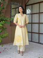 Tatva Citrine Cotton Kurta Pant Set