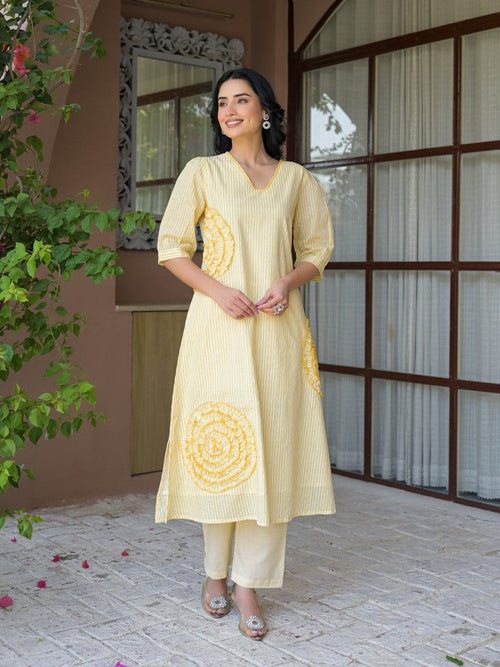 Tatva Citrine Cotton Kurta Pant Set