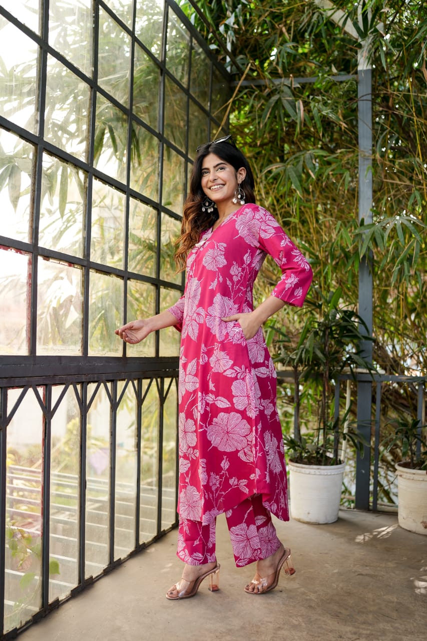 Iti Rose Printed Cotton Co-ord Set