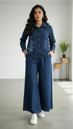 Prisha tiffany embroidery denim co-ord set