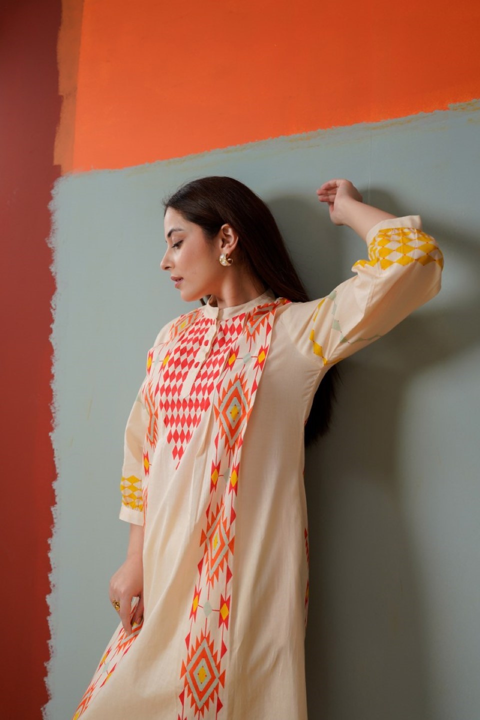 Tatva coral cotton kurta pant set