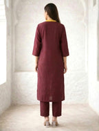 Nabha Wine Printed Work Suit Set