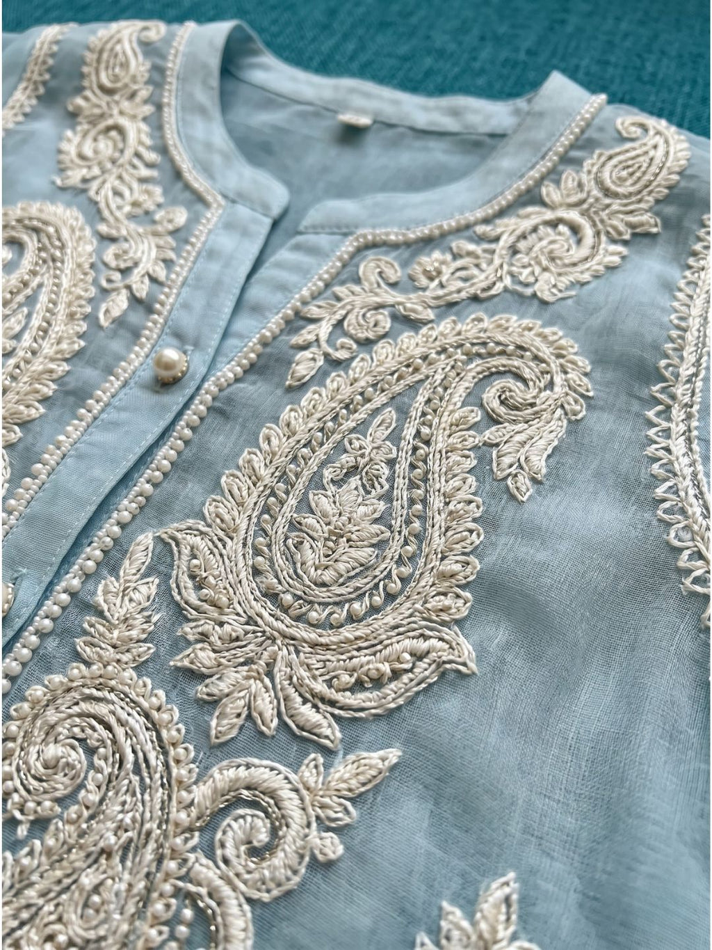 Saba SoftBlue Embroidered 3 pc Co-ord Set