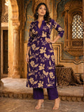 SASHA ORCHID PRINTED COTTON KURTA PANT SET