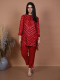 Kalindi Maroon Bandhej Co-ord Set