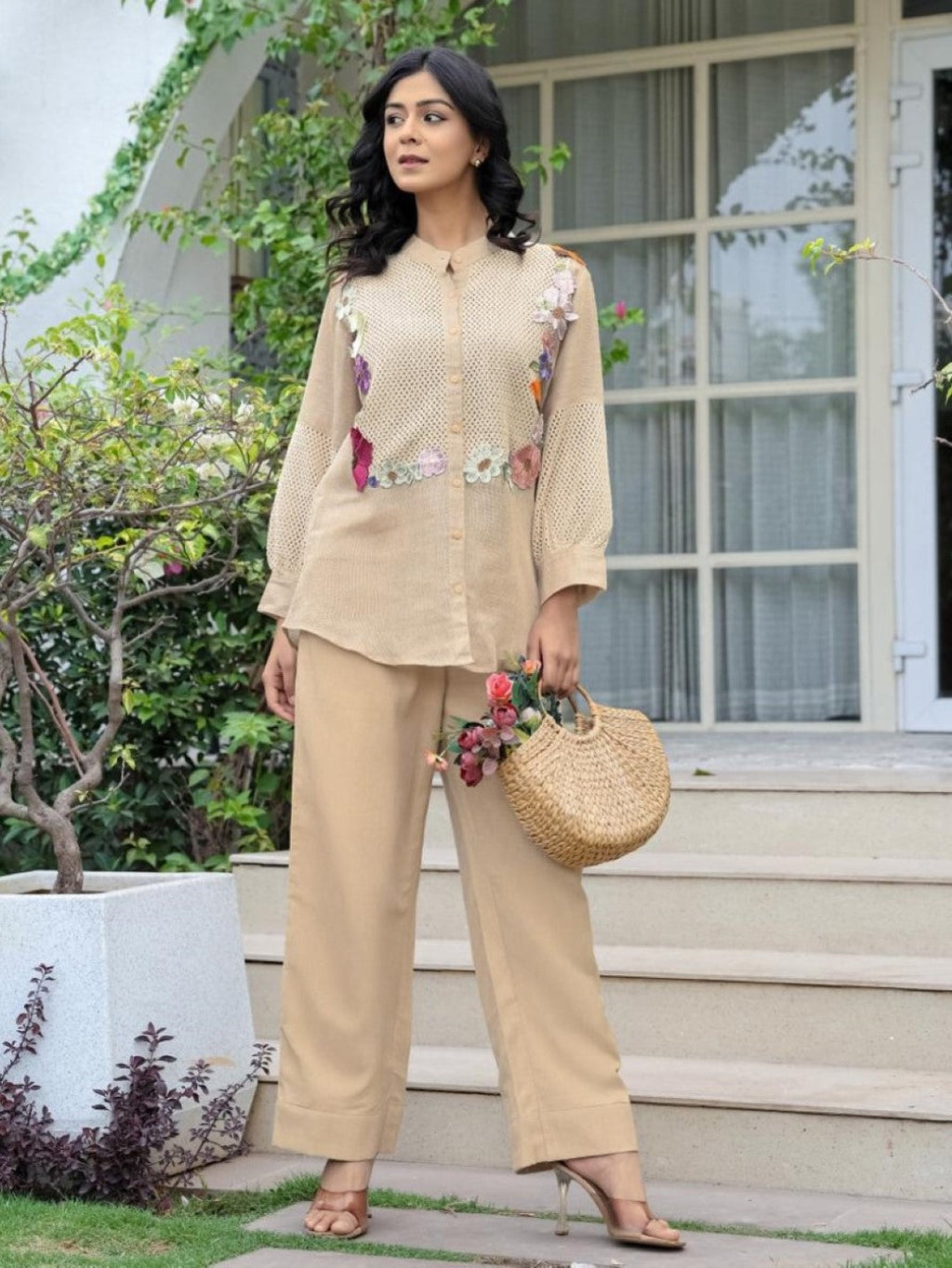 Opela Tan embroidery Co-ord Set