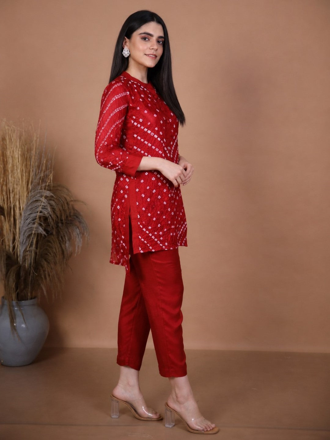 Kalindi Maroon Bandhej Co-ord Set