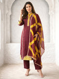 Nabha Wine Printed Work Suit Set