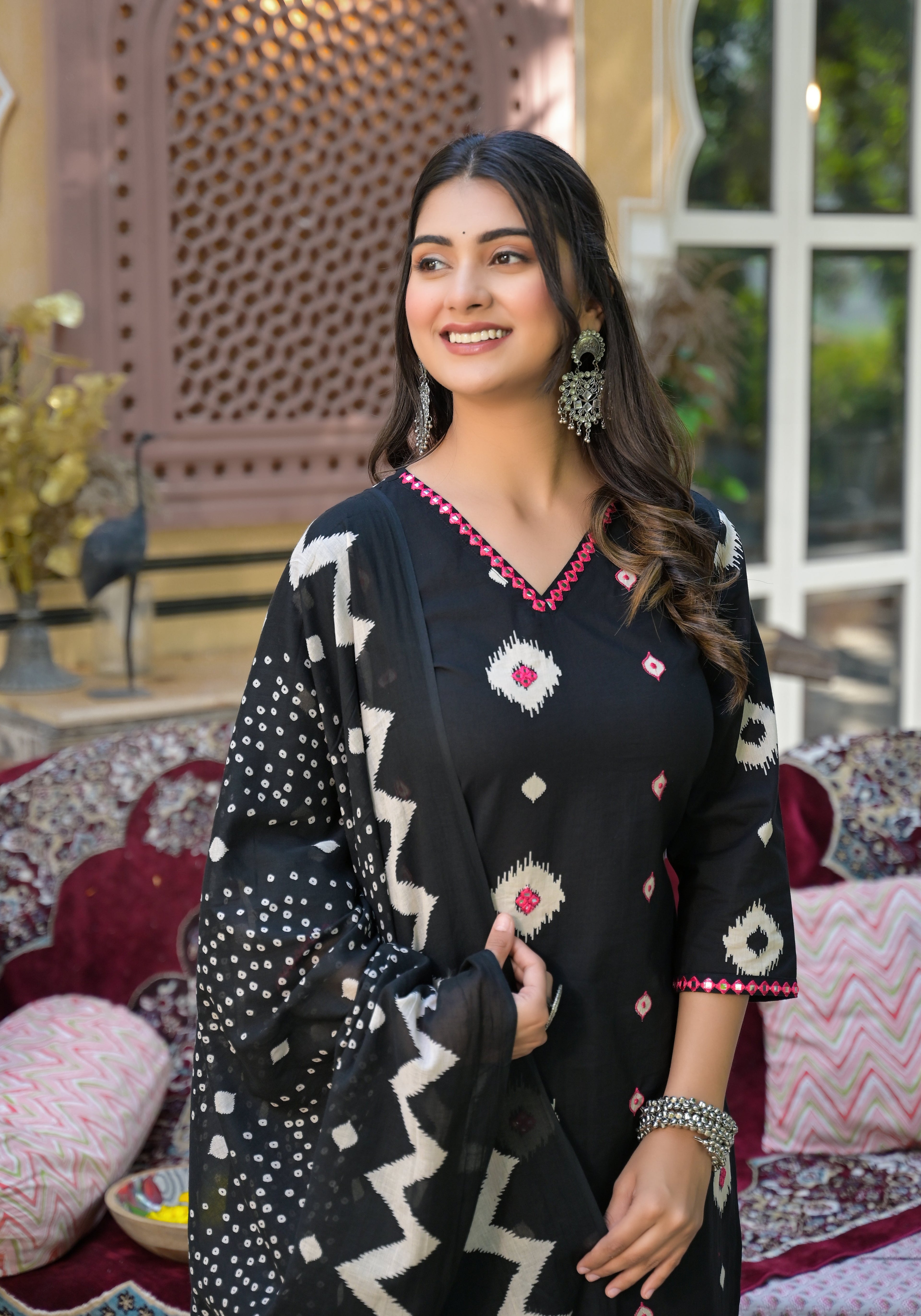 ARANYA ONYX IKAT PRINT COTTON SUIT SET