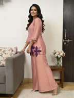 Prisha salmon embroidery co-ord set